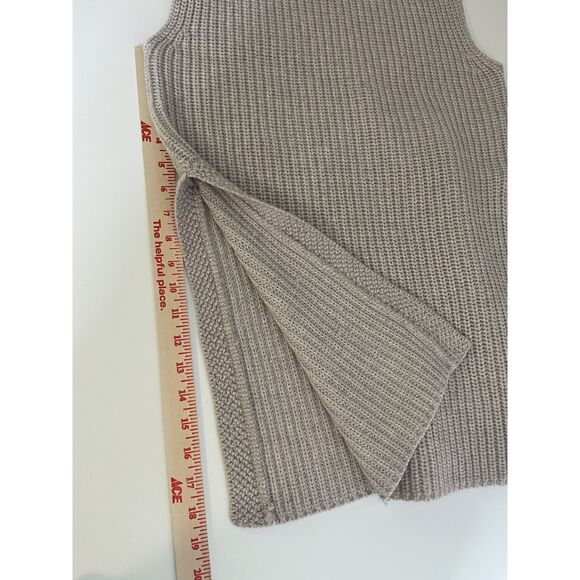 ARITZIA WILFRED XS Beige Oatmeal 100% Wool Sleeveless Sweater Vest Long Slits - Picture 11 of 13